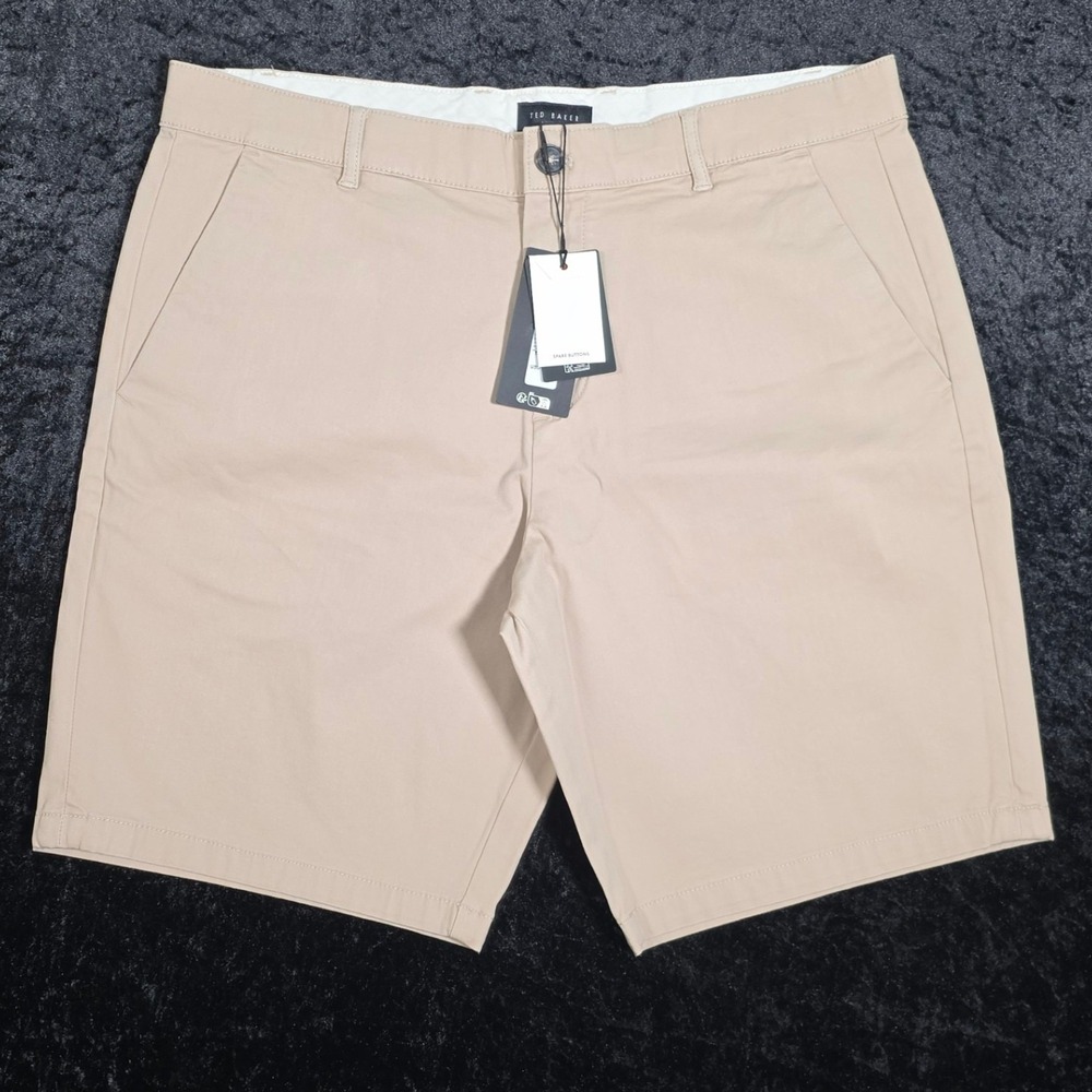 Ted Baker Halbak Chino Shorts Mens 32 Tan Cotton Blend Regular Fit New Tag